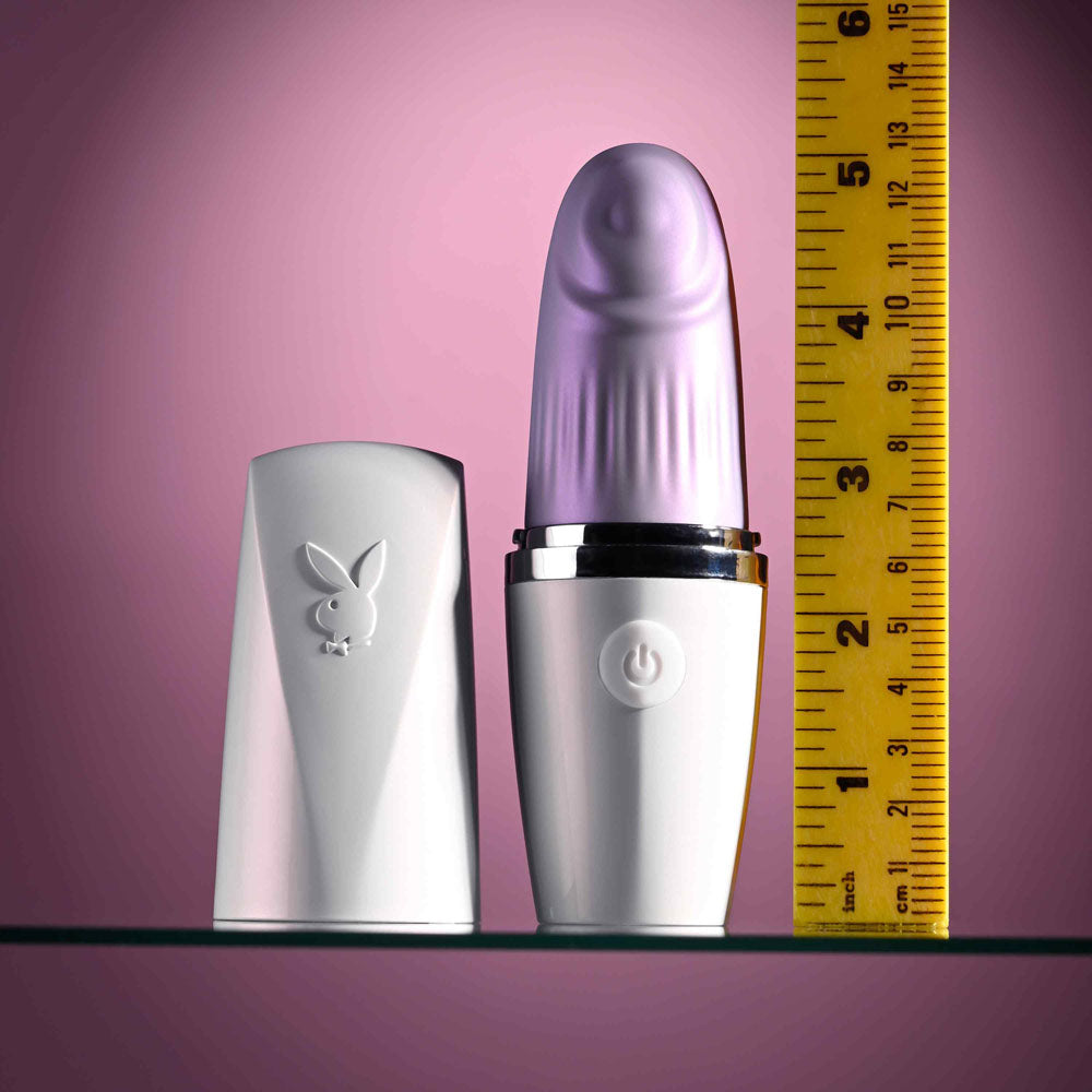 Playboy Pleasure GETAWAY - White/Purple 14.2 cm USB Rechargeable Tapping Stimulator - PB-RS-4653-2