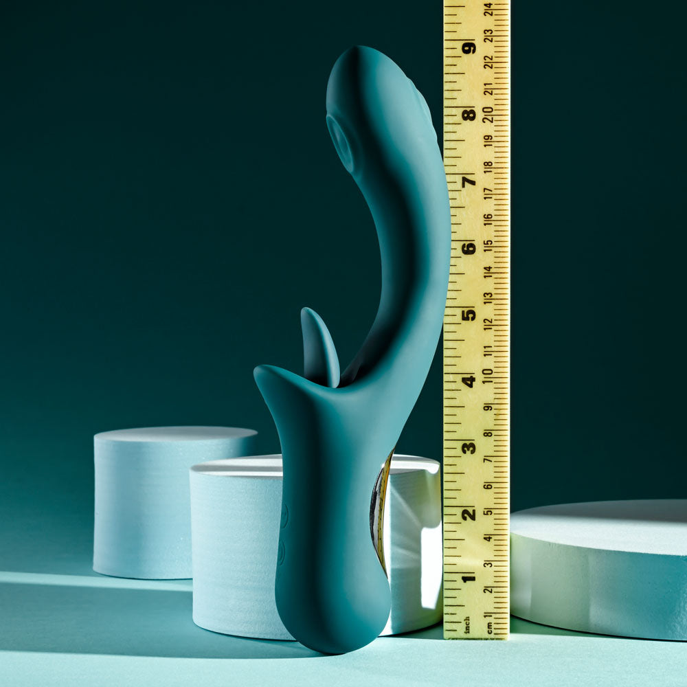 Playboy Pleasure HARMONY - Blue 22.9 cm USB Rechargeable Vibrator with Clitoral Flicker - PB-RS-5070-2