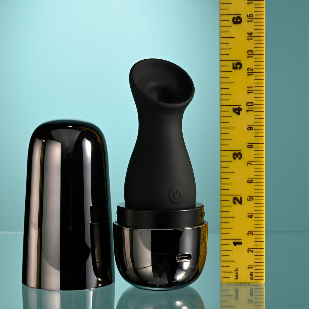Playboy Pleasure THE JET SET - SUCKER - Black 10.3 cm Sucking Stimulator with Rechargeable Charging Case - PB-RS-5261-2