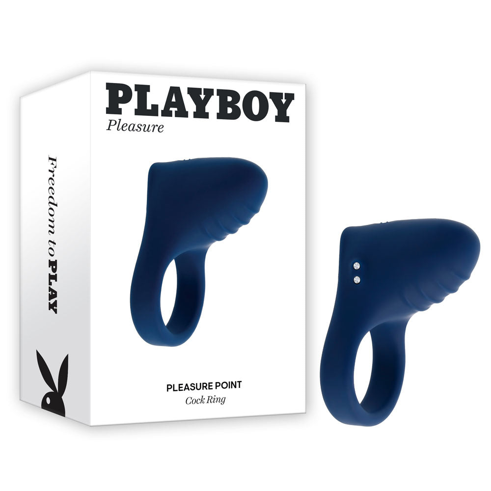Playboy Pleasure PLEASURE POINT - Blue USB Rechargeable Vibrating Cock Ring - PB-RS-5308-2
