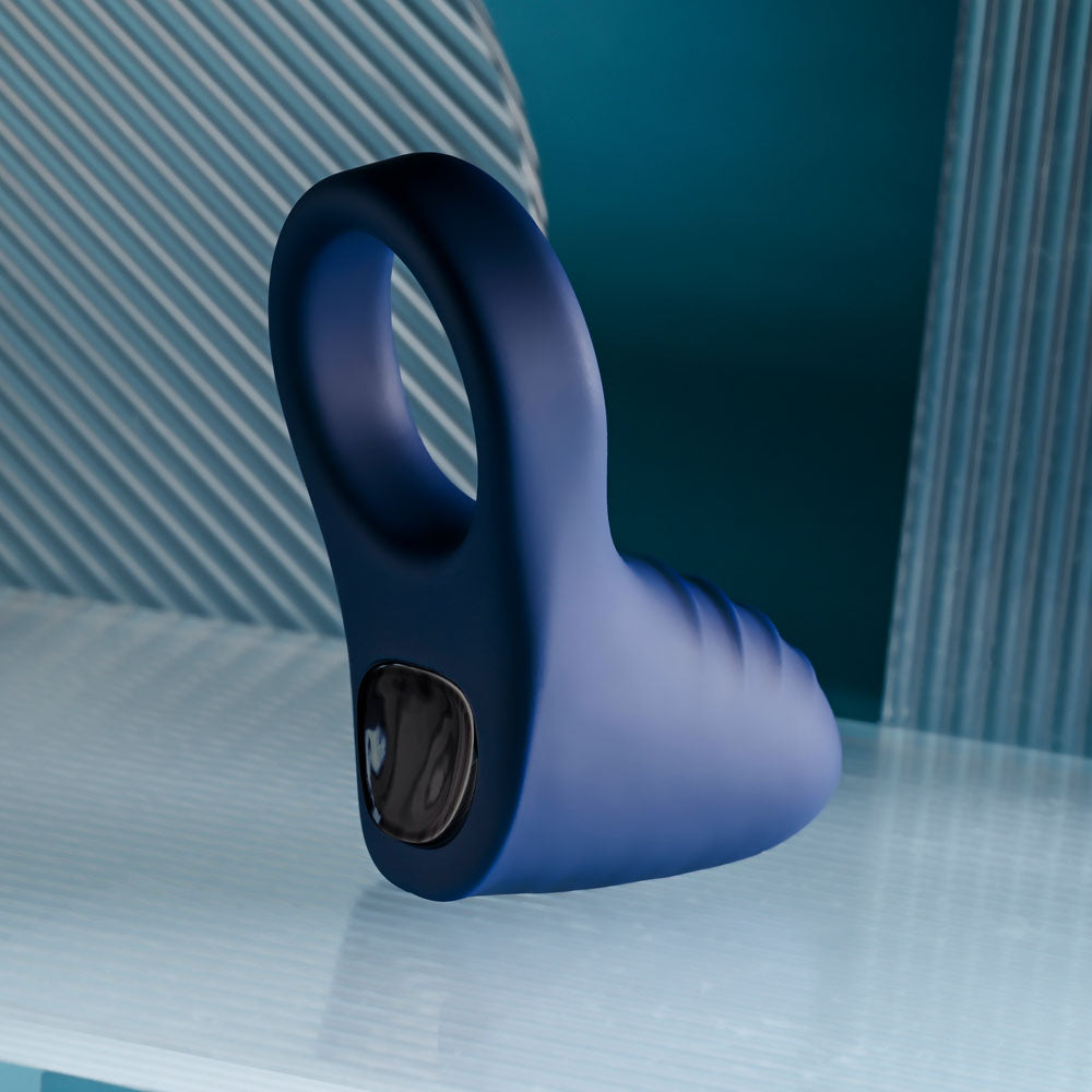 Playboy Pleasure PLEASURE POINT - Blue USB Rechargeable Vibrating Cock Ring - PB-RS-5308-2