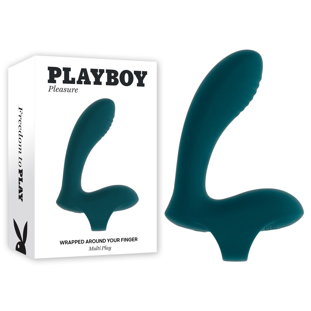 Playboy Pleasure WRAPPED AROUND YOUR FINGER - Green USB Rechargeable Finger Stimulator - PB-RS-5315-2