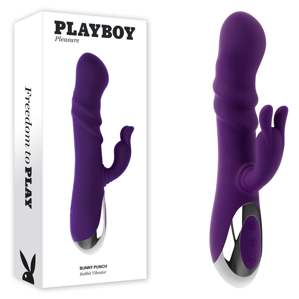 Playboy Pleasure BUNNY PUNCH - Purple 24.4 cm USB Rechargeable Twirling Rabbit Vibrator - PB-RS-5650-2