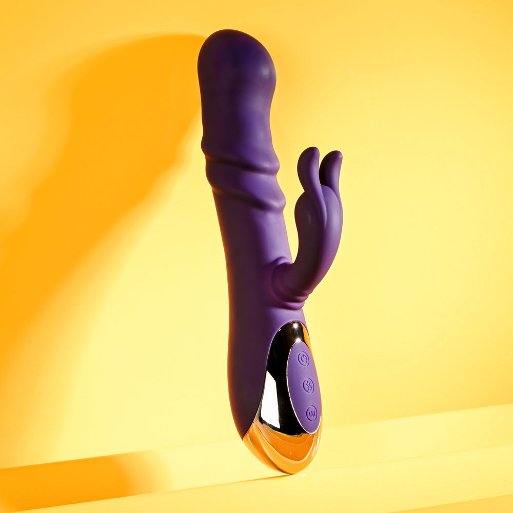 Playboy Pleasure BUNNY PUNCH - Purple 24.4 cm USB Rechargeable Twirling Rabbit Vibrator - PB-RS-5650-2