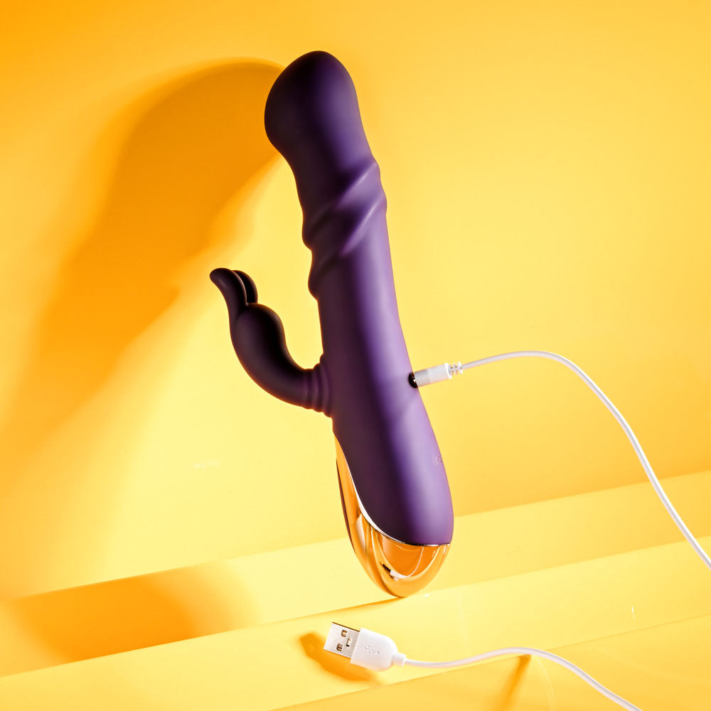 Playboy Pleasure BUNNY PUNCH - Purple 24.4 cm USB Rechargeable Twirling Rabbit Vibrator - PB-RS-5650-2