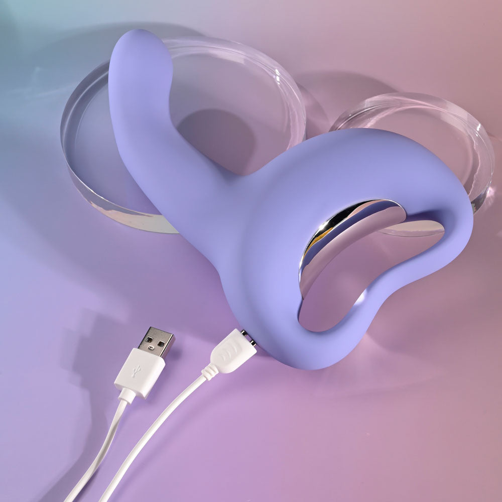 Playboy Pleasure NICE TO MEET YOU - Purple 19.5 cm USB Rechargeable Vibrator - PB-RS-5735-2