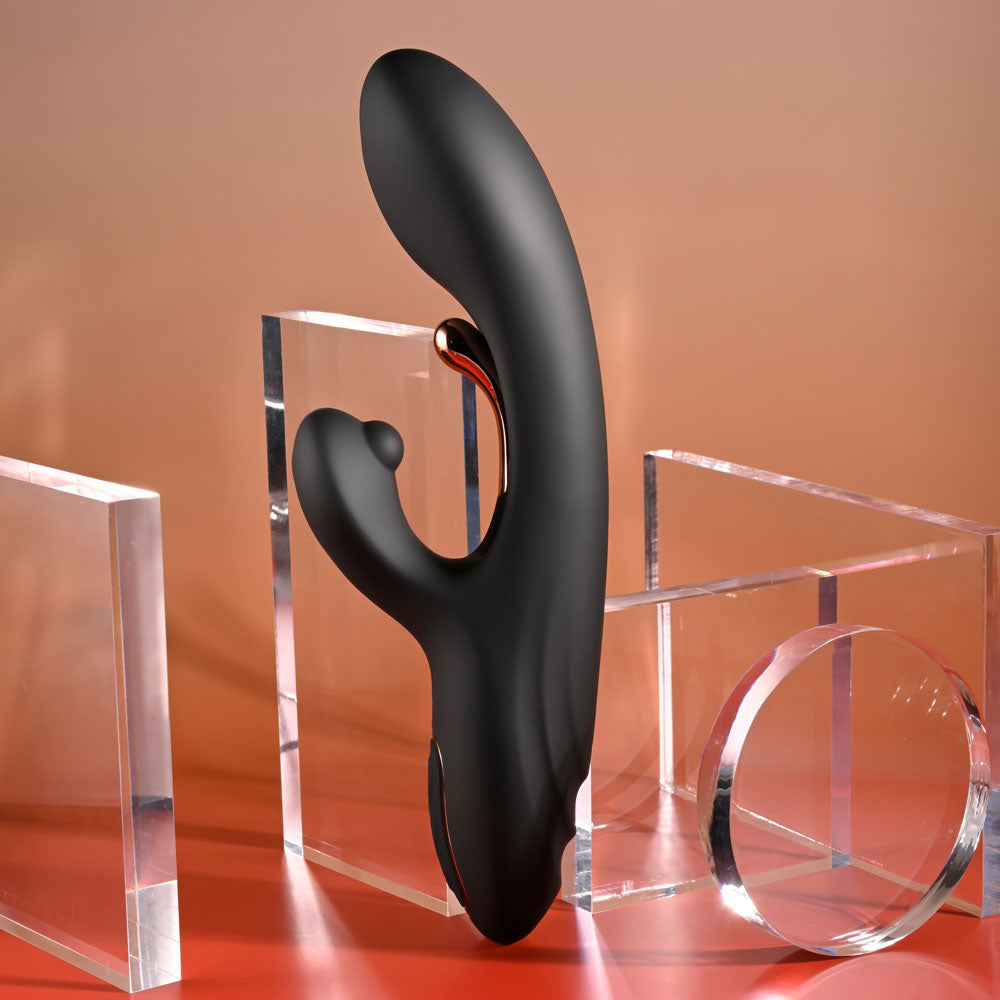 Playboy Pleasure AUREUS - Black 22.7 cm USB Rechargeable Rabbit Vibrator with Internal Flicker - PB-RS-5919-2