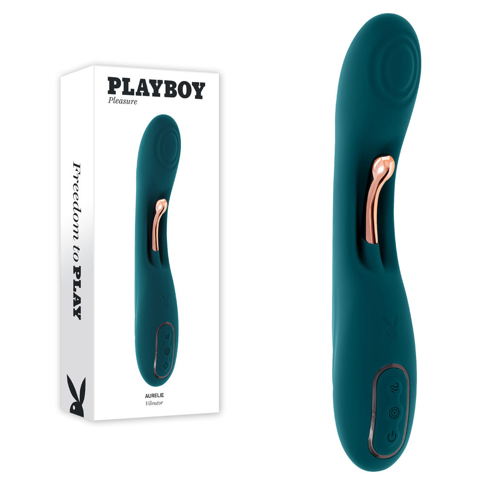 Playboy Pleasure AURELIE - Green 22.7 cm USB Rechargeable Vibrator with Internal Flicker - PB-RS-5964-2