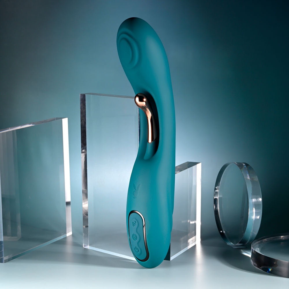 Playboy Pleasure AURELIE - Green 22.7 cm USB Rechargeable Vibrator with Internal Flicker - PB-RS-5964-2