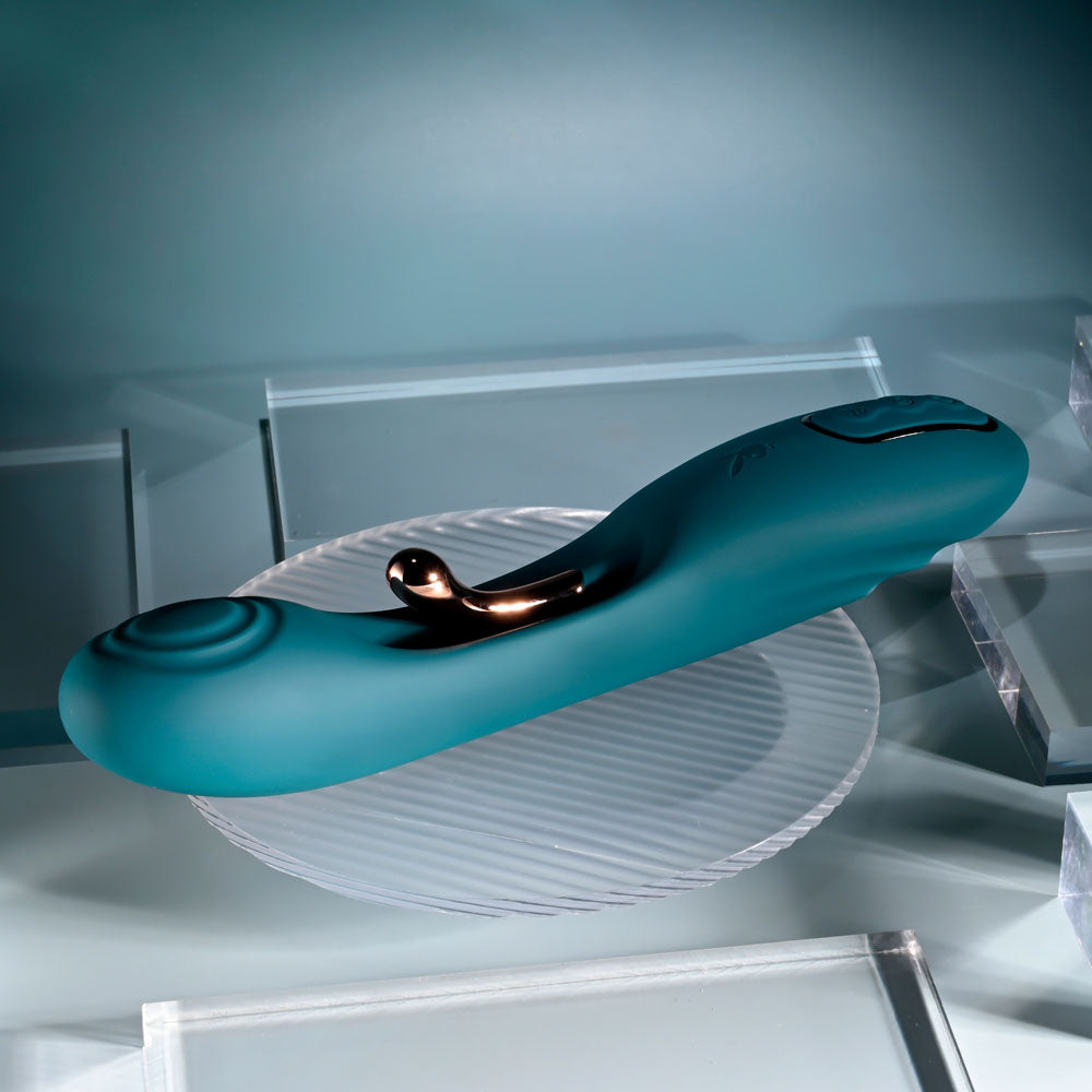 Playboy Pleasure AURELIE - Green 22.7 cm USB Rechargeable Vibrator with Internal Flicker - PB-RS-5964-2