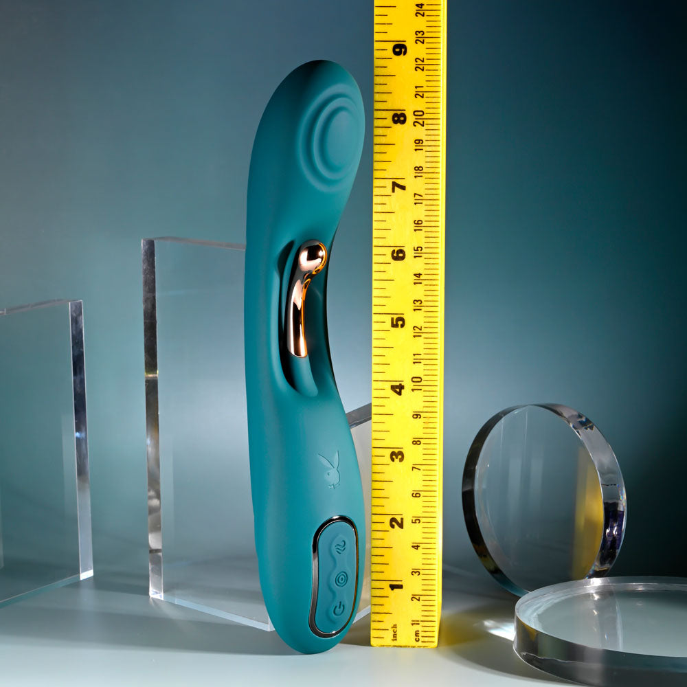 Playboy Pleasure AURELIE - Green 22.7 cm USB Rechargeable Vibrator with Internal Flicker - PB-RS-5964-2