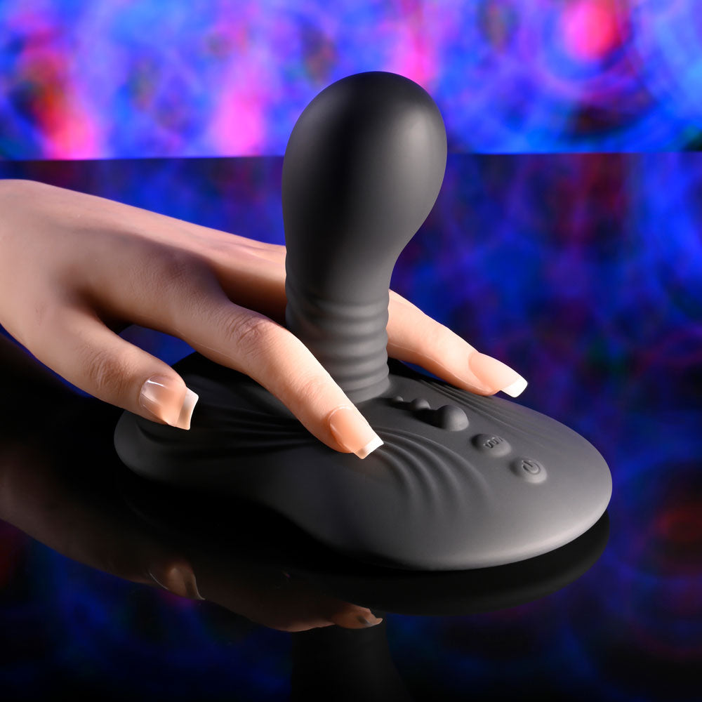 Playboy Pleasure SITTIN & SPINNIN - Black USB Rechargeable Spinning Vibrator & Grinder Pad with Remote - PB-RS-5995-2