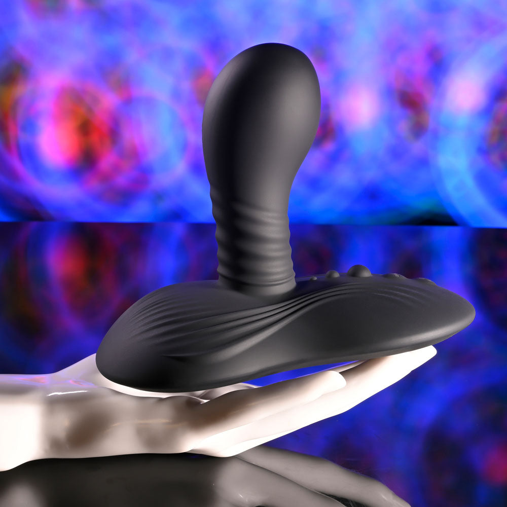 Playboy Pleasure SITTIN & SPINNIN - Black USB Rechargeable Spinning Vibrator & Grinder Pad with Remote - PB-RS-5995-2
