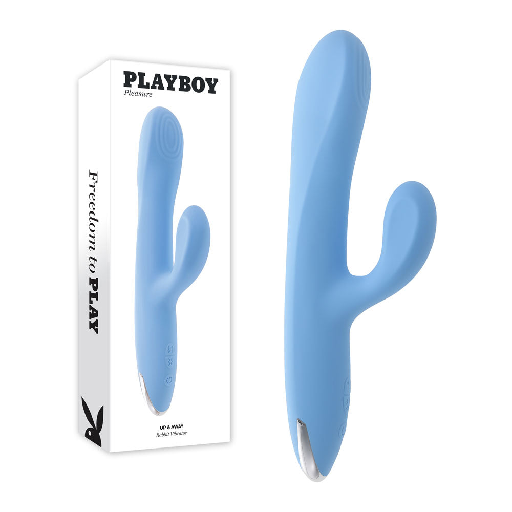 Playboy Pleasure UP AND AWAY - Blue 26.7 cm USB Rechargeable Rabbit Vibrator - PB-RS-6237-2