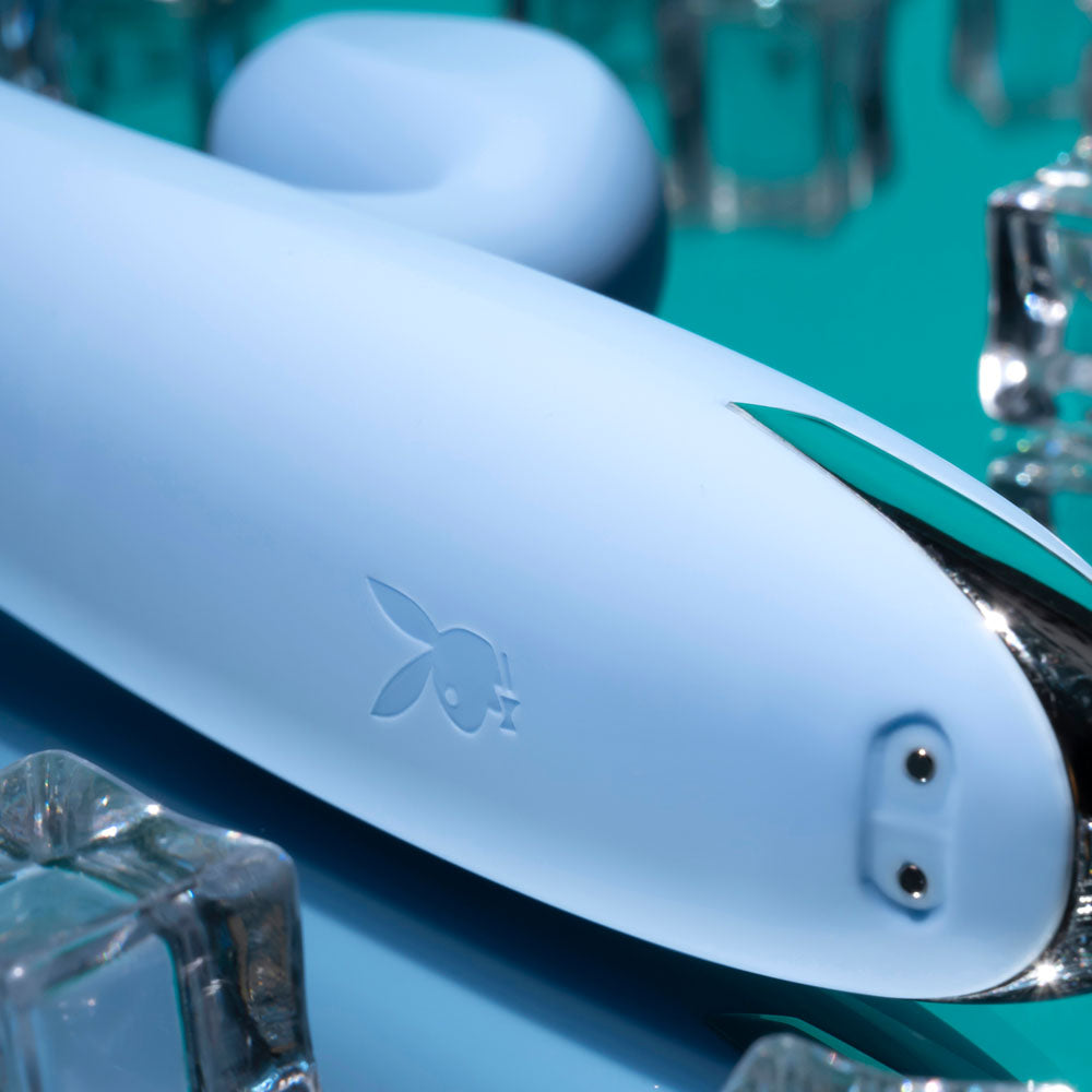 Playboy Pleasure UP AND AWAY - Blue 26.7 cm USB Rechargeable Rabbit Vibrator - PB-RS-6237-2