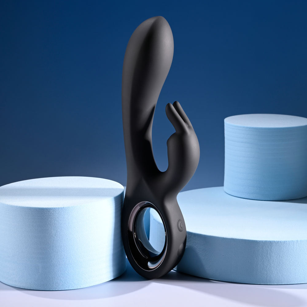 Playboy Pleasure LATE NIGHT BUNNY - Black 20 cm USB Rechargeable Rabbit Vibrator - PB-RS-6251-2