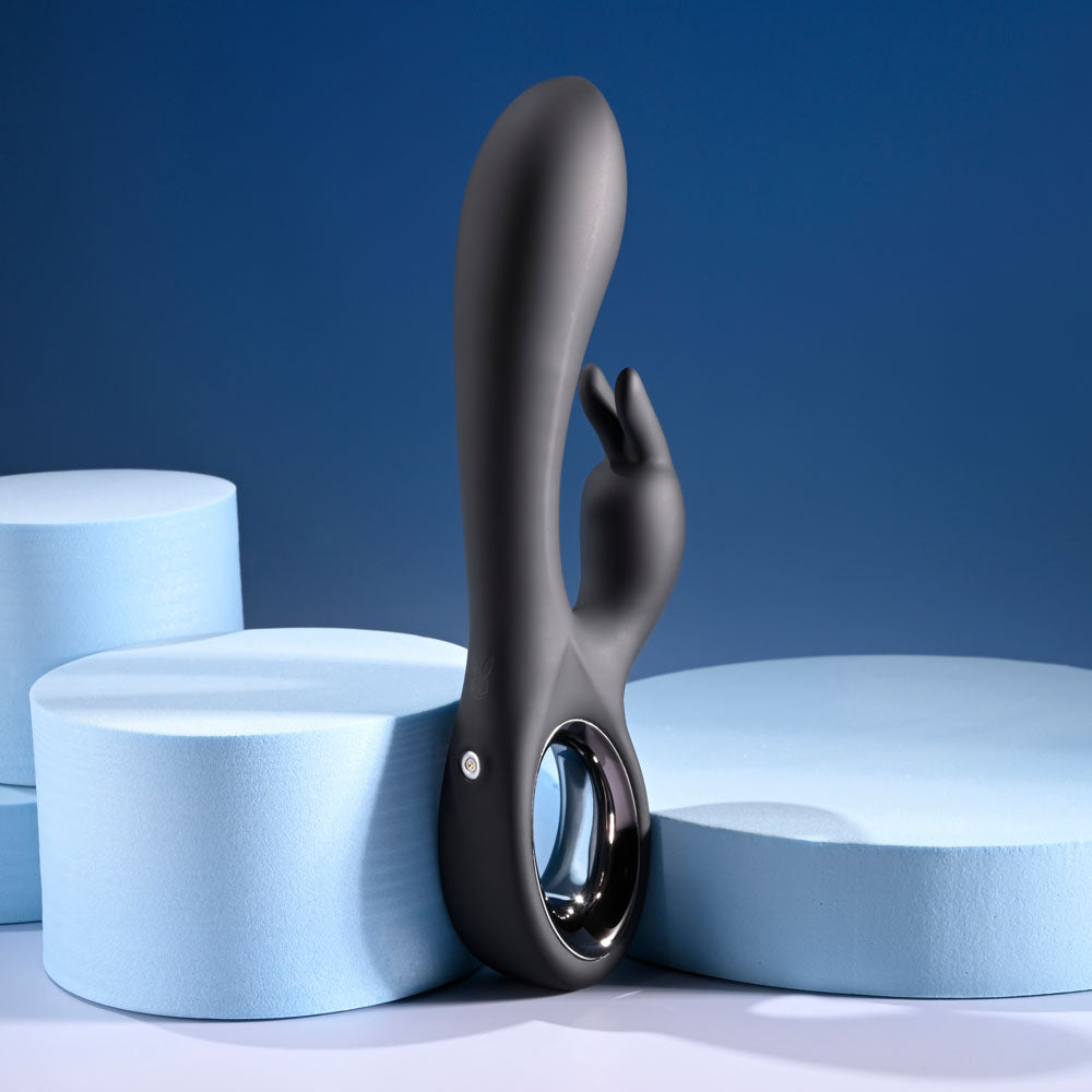 Playboy Pleasure LATE NIGHT BUNNY - Black 20 cm USB Rechargeable Rabbit Vibrator - PB-RS-6251-2