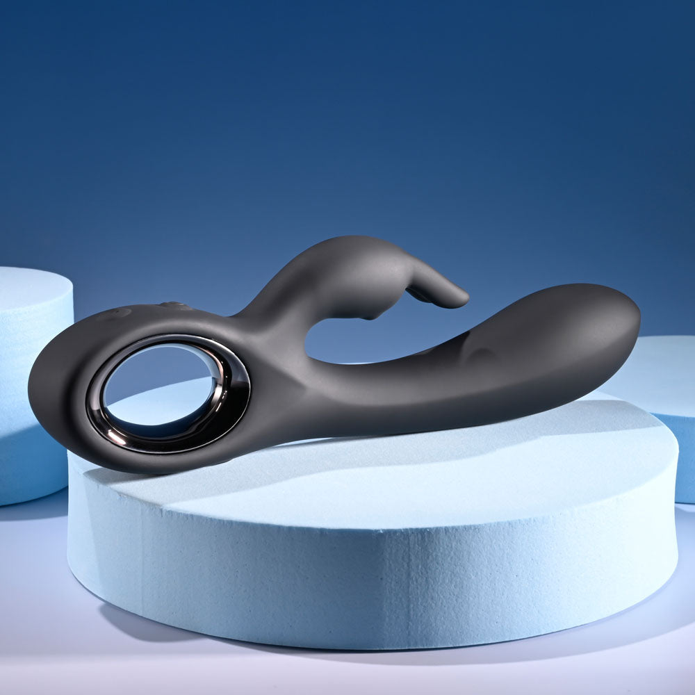 Playboy Pleasure LATE NIGHT BUNNY - Black 20 cm USB Rechargeable Rabbit Vibrator - PB-RS-6251-2