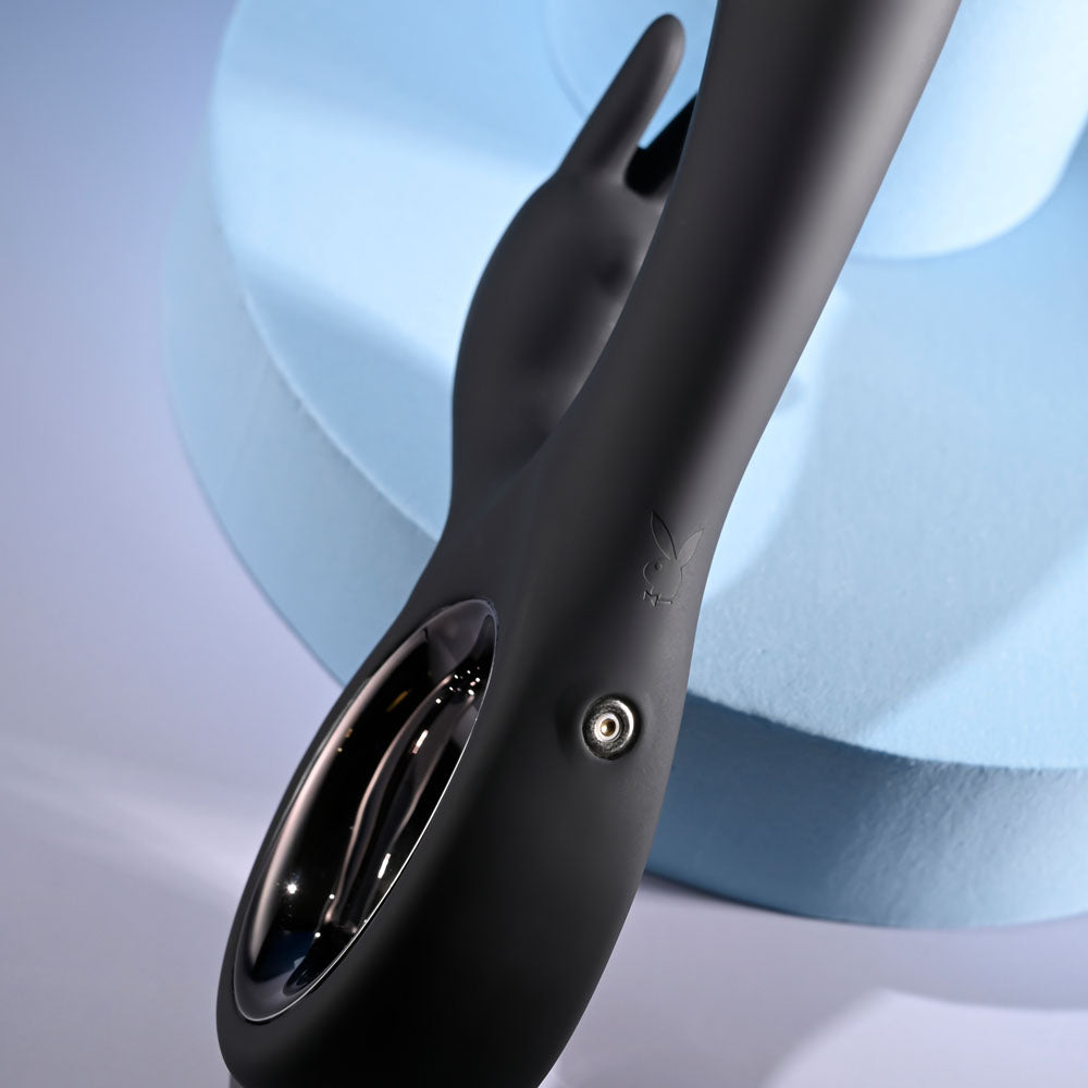 Playboy Pleasure LATE NIGHT BUNNY - Black 20 cm USB Rechargeable Rabbit Vibrator - PB-RS-6251-2