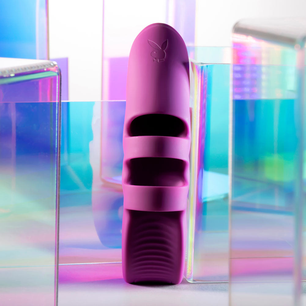 Playboy Pleasure LEND A HAND - Purple USB Rechargeable Finger Vibrator - PB-RS-6275-2