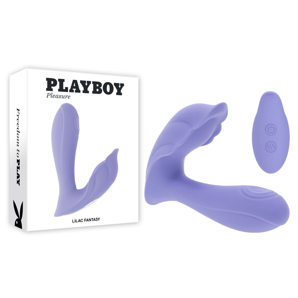 Playboy Pleasure LILAC FANTASY - Purple 13.5 cm USB Rechargeable Tapping Vibrator with Remote - PB-RS-6473-2