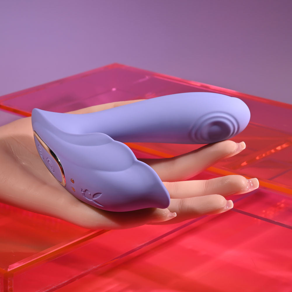 Playboy Pleasure LILAC FANTASY - Purple 13.5 cm USB Rechargeable Tapping Vibrator with Remote - PB-RS-6473-2