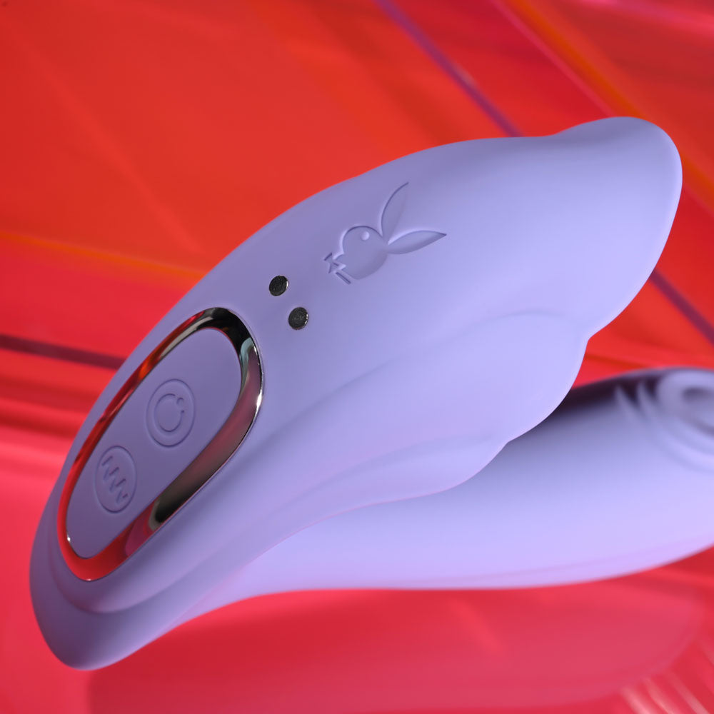 Playboy Pleasure LILAC FANTASY - Purple 13.5 cm USB Rechargeable Tapping Vibrator with Remote - PB-RS-6473-2