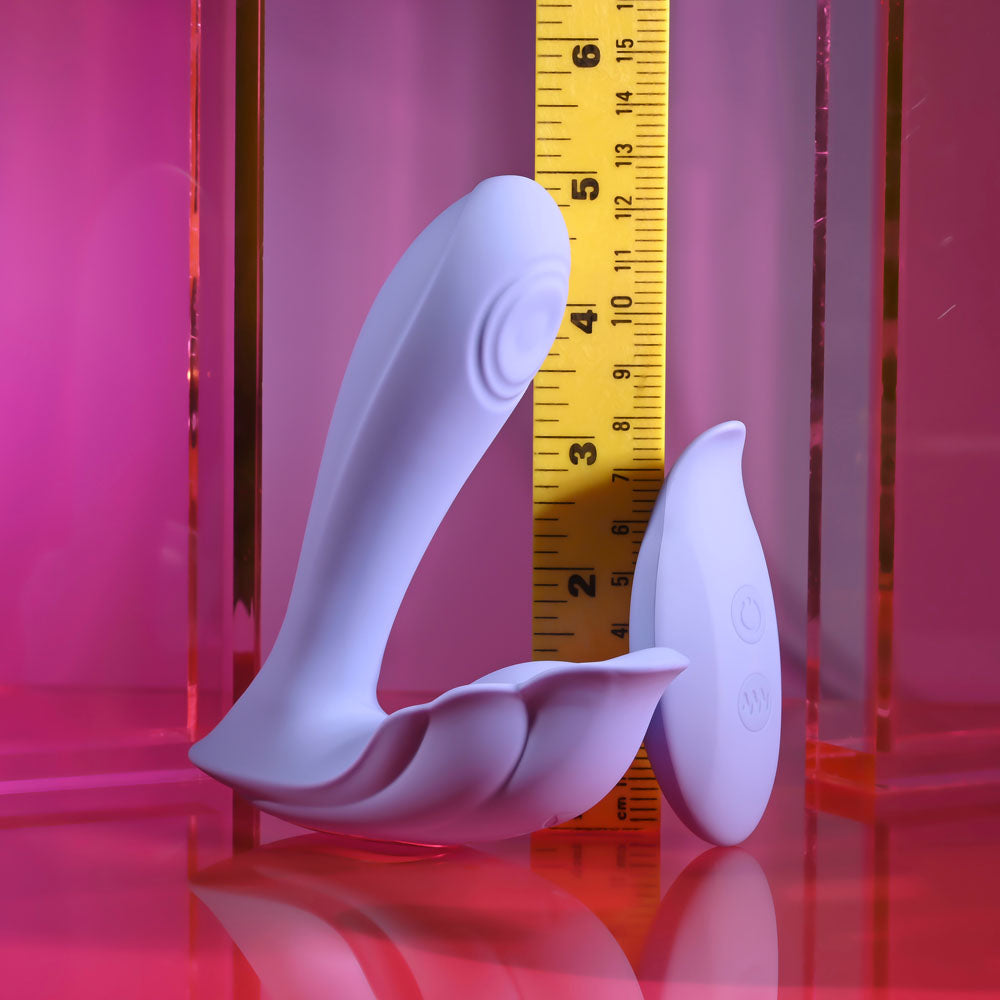 Playboy Pleasure LILAC FANTASY - Purple 13.5 cm USB Rechargeable Tapping Vibrator with Remote - PB-RS-6473-2