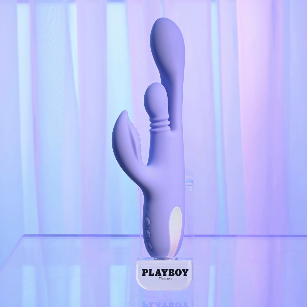 Playboy Pleasure NUBBIN RUBBIN - Purple 24.1 cm USB Rechargeable Thrusting Rabbit Vibrator - PB-RS-6695-2