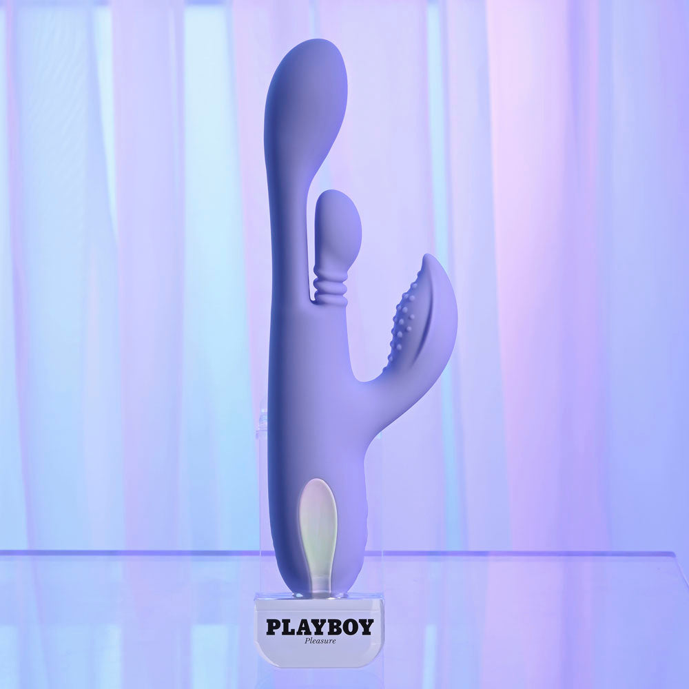 Playboy Pleasure NUBBIN RUBBIN - Purple 24.1 cm USB Rechargeable Thrusting Rabbit Vibrator - PB-RS-6695-2