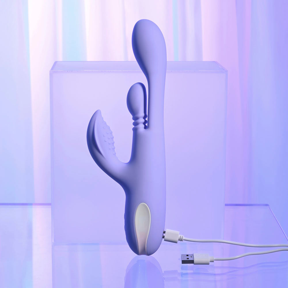 Playboy Pleasure NUBBIN RUBBIN - Purple 24.1 cm USB Rechargeable Thrusting Rabbit Vibrator - PB-RS-6695-2
