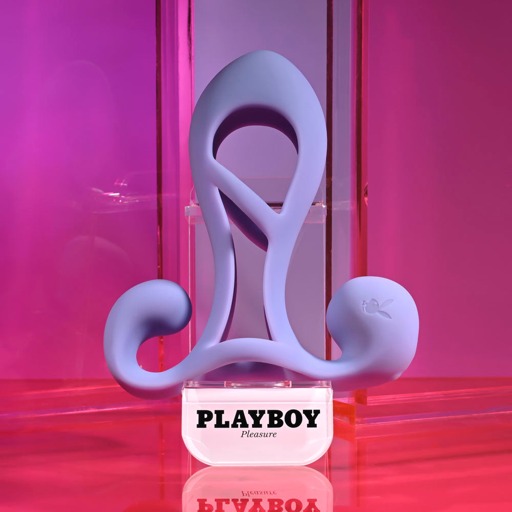 Playboy Pleasure FANTASY CAGE - Purple USB Rechargeable Vibrating Penis Sleeve - PB-RS-6824-2