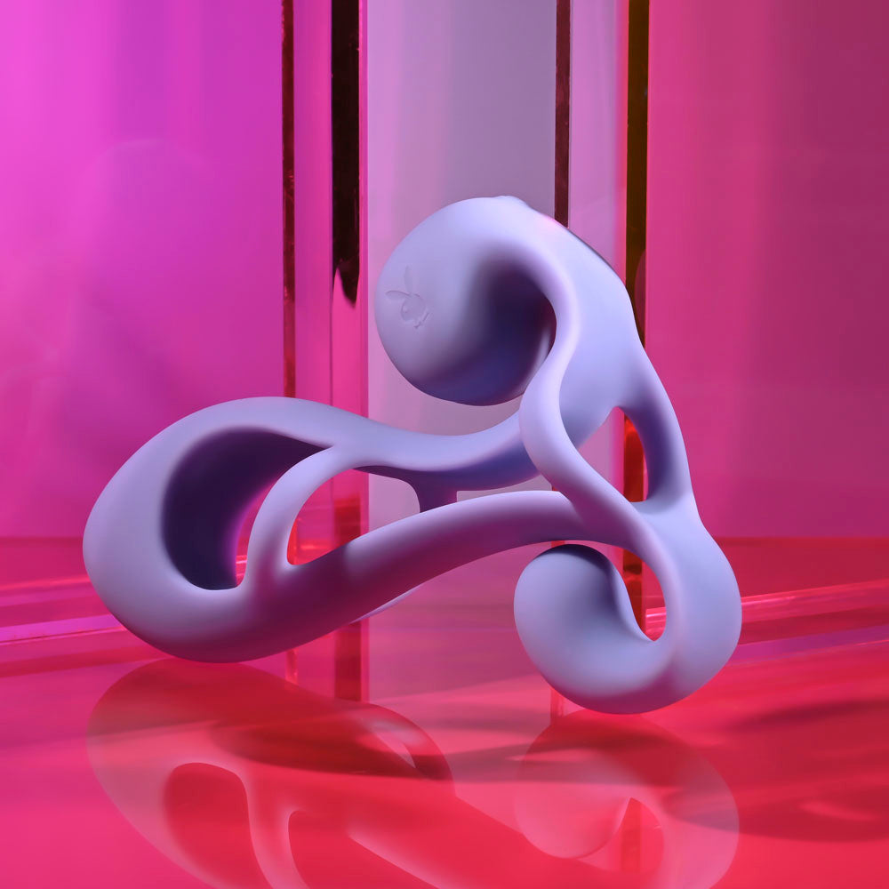 Playboy Pleasure FANTASY CAGE - Purple USB Rechargeable Vibrating Penis Sleeve - PB-RS-6824-2