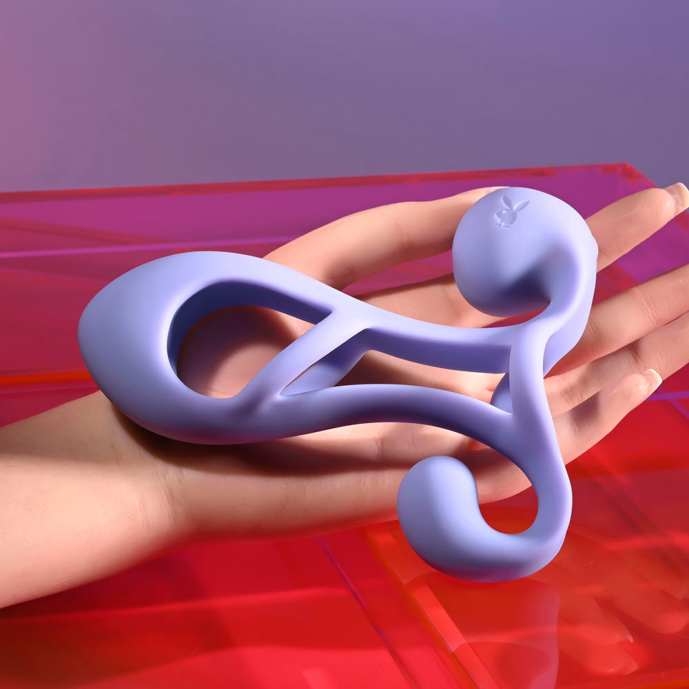 Playboy Pleasure FANTASY CAGE - Purple USB Rechargeable Vibrating Penis Sleeve - PB-RS-6824-2