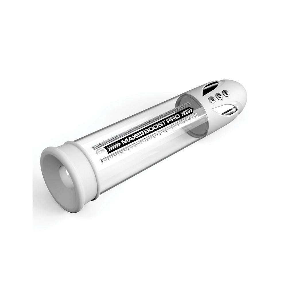 Pump Worx Max Boost Pro Flow - White - White/Clear USB Rechargeable Waterproof Auto Penis Pump - PD3250-19