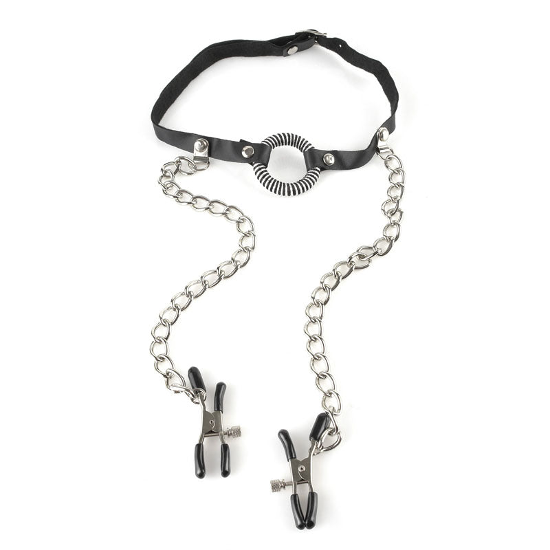 Fetish Fantasy Series O-ring Gag with Nipple Clamps - Body Restraints - PD3845-23