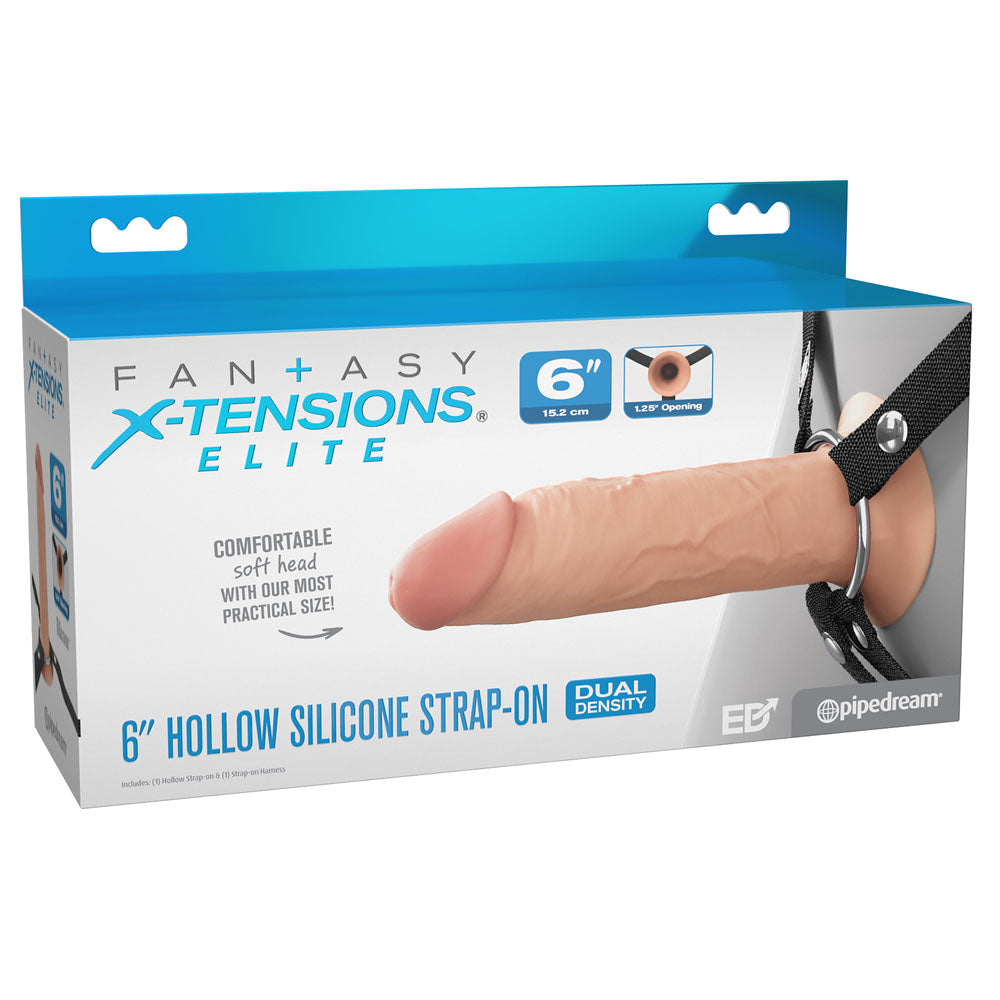 FX Elite 6'' Silicone Hollow Strap-On - Flesh - Flesh 15.2 cm Hollow Strap-On - PD4158-21