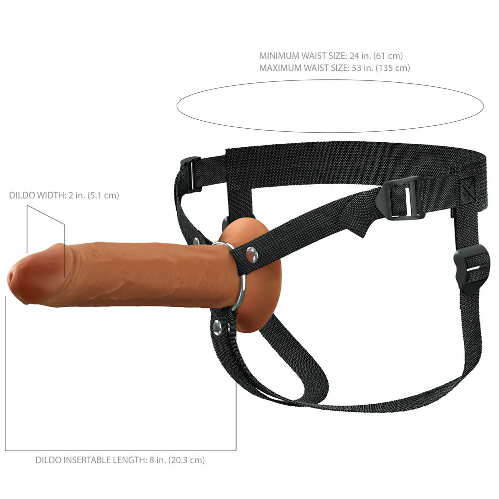 FX Elite 8'' Silicone Hollow Strap-On - Tan - Tan 20 cm Hollow Strap-On - PD4160-29