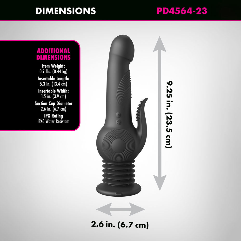 Fetish Fantasy Series Pogo Thruster - Black USB Rechargeable 23.5 cm Gyrating Rabbit Vibrator - PD4564-23