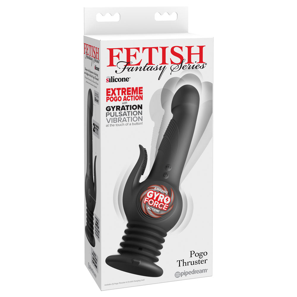 Fetish Fantasy Series Pogo Thruster - Black USB Rechargeable 23.5 cm Gyrating Rabbit Vibrator - PD4564-23
