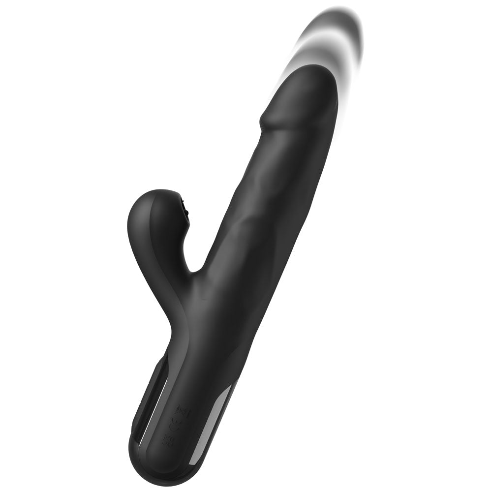 FFS Sonix Silicone Thruster - Black 22 cm USB Rechargeable Thrusting Vibrator with Flicking Clit Stim - PD4565-23