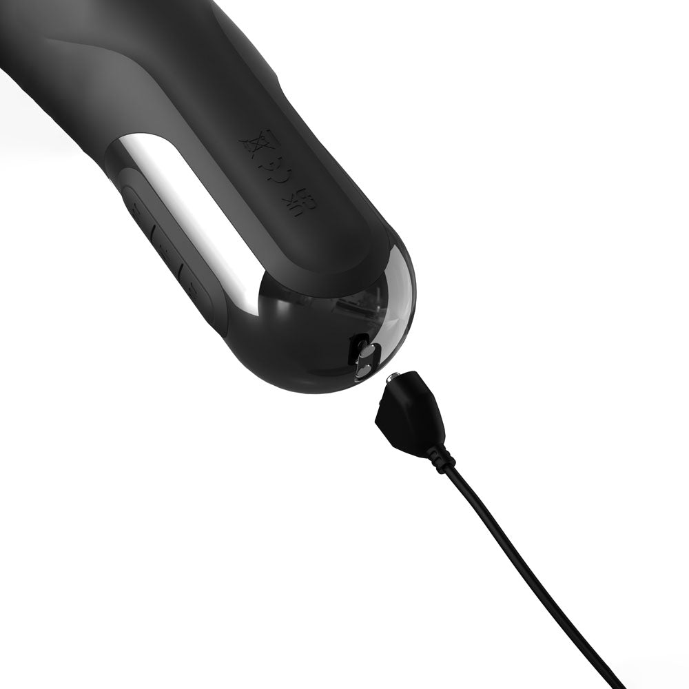 FFS Sonix Silicone Thruster - Black 22 cm USB Rechargeable Thrusting Vibrator with Flicking Clit Stim - PD4565-23