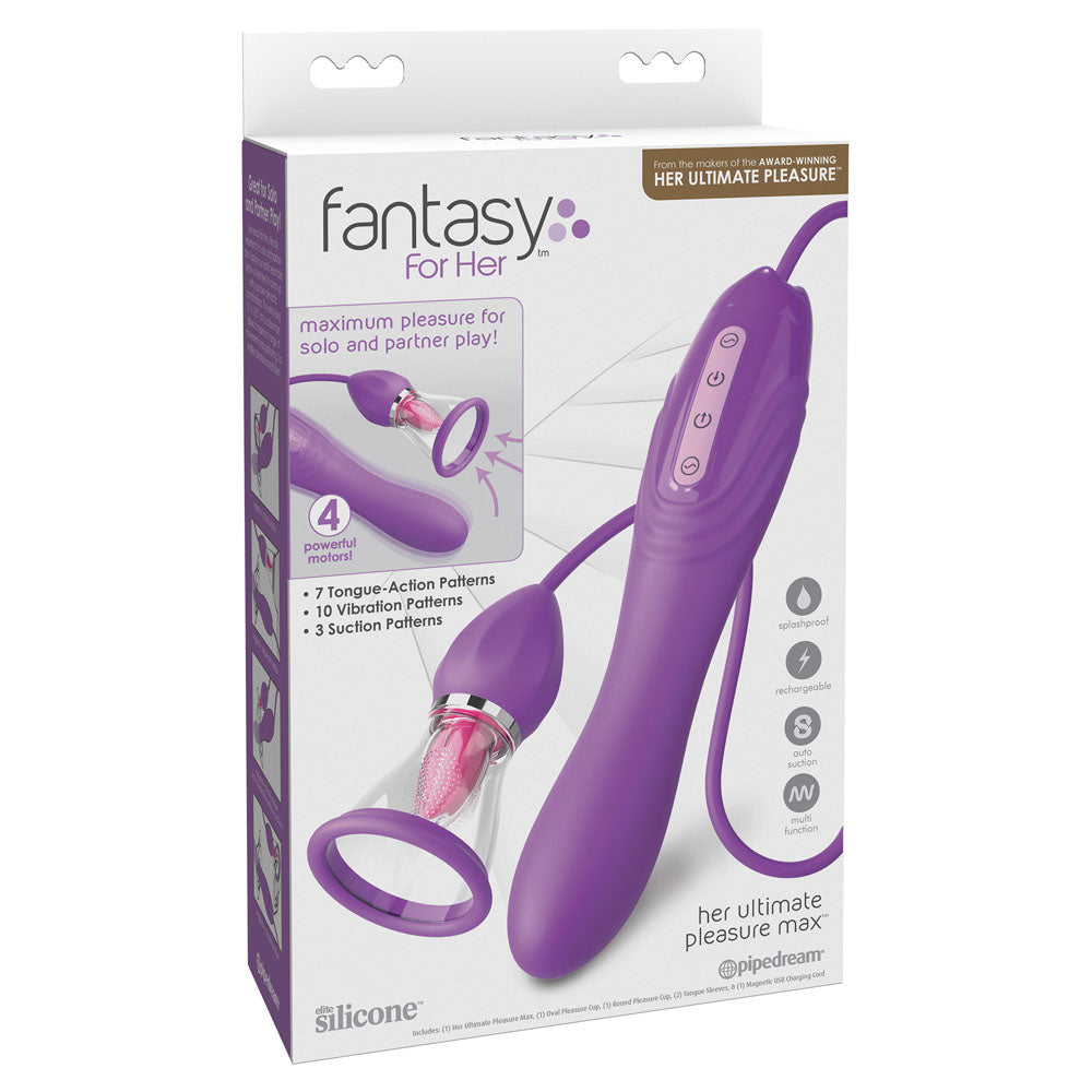 Fantasy For Her Her Ultimate Pleasure Max - Purple USB Rechargeable Vibrator with Flicking Stimulator - PD4968-12