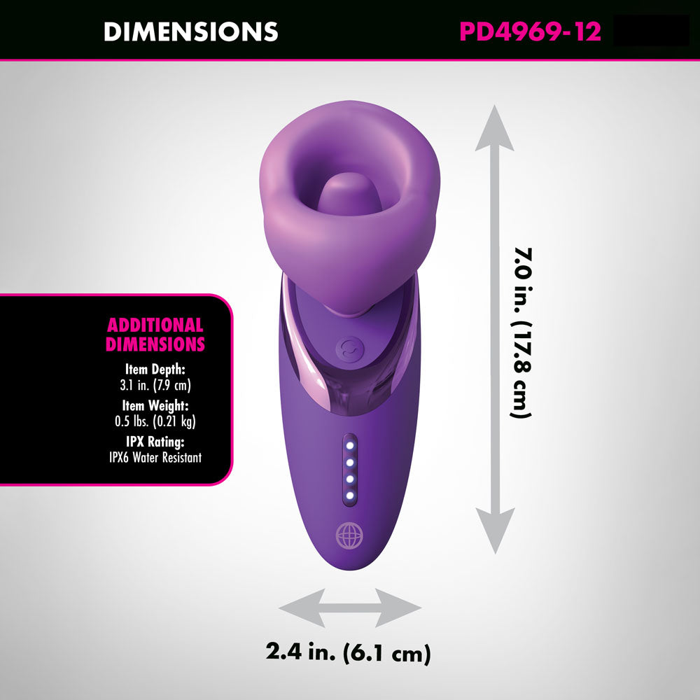 Fantasy For Her Pleasure Sucker - Purple USB Rechargeable Sucking, Licking & Vibrating Stimulator - PD4969-12