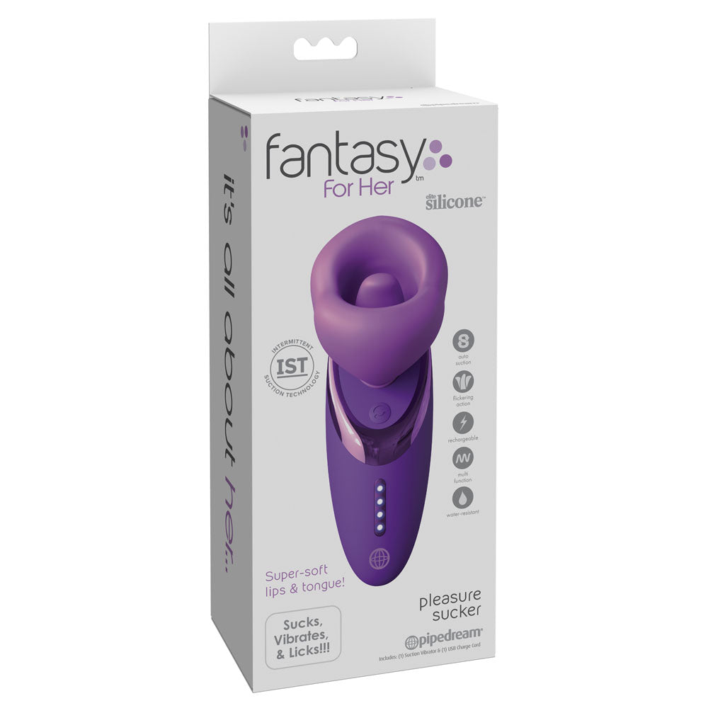 Fantasy For Her Pleasure Sucker - Purple USB Rechargeable Sucking, Licking & Vibrating Stimulator - PD4969-12