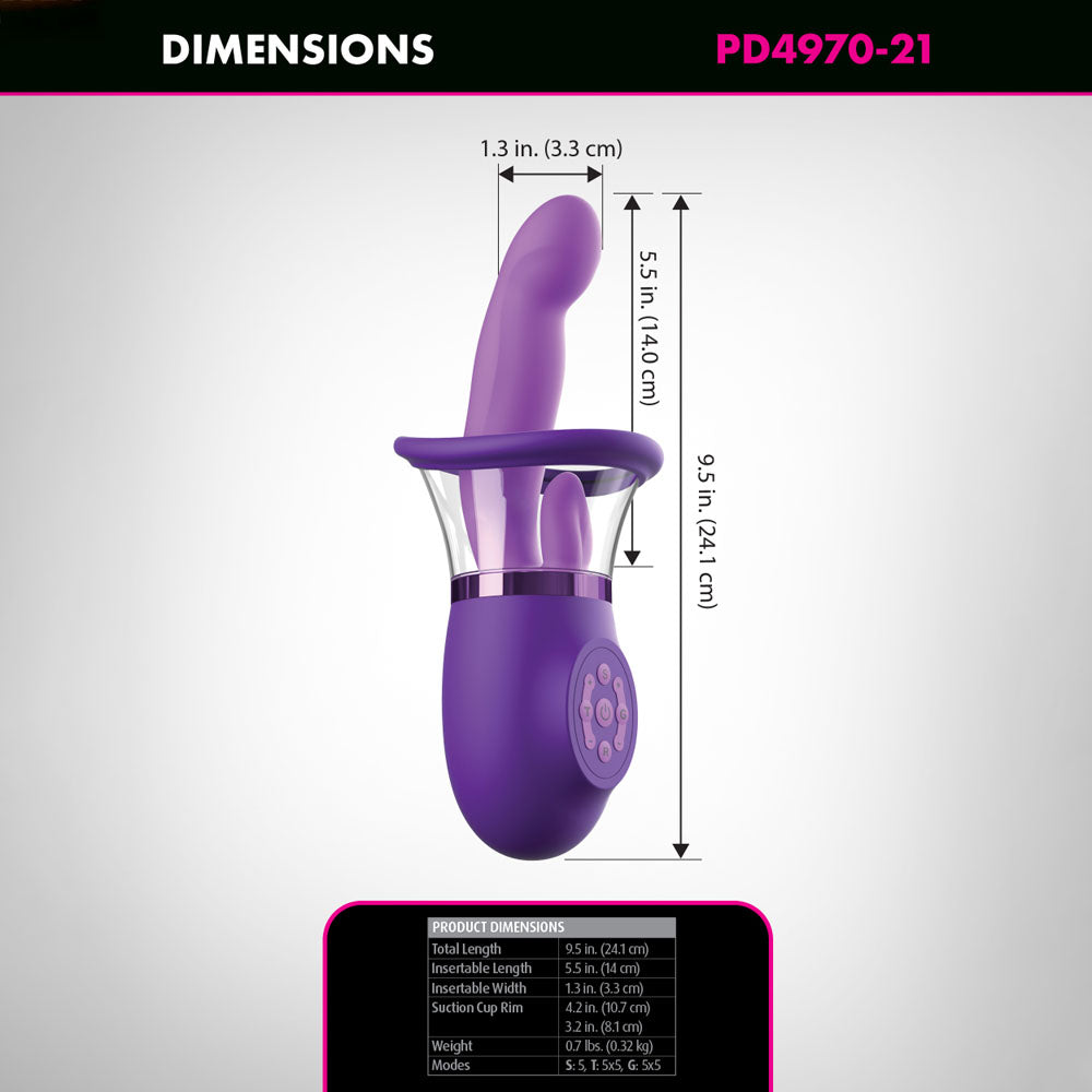 Fantasy For Her Ultimate Pleasure Pro Plus - Purple USB Rechargeable Sucking Licking & Flicking Vibrator - PD4970-12
