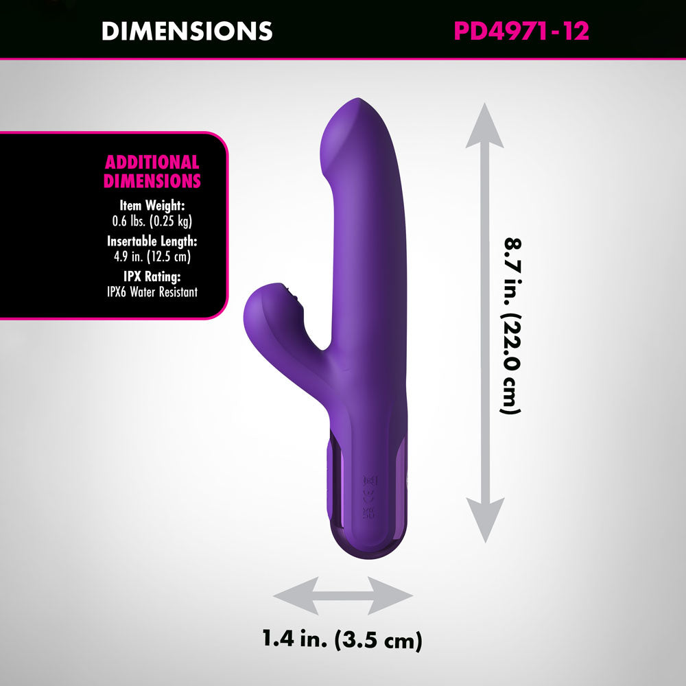 Fantasy For Her Super SoniX Thruster - Purple USB Rechargeable Thrusting Rabbit Vibrator - PD4971-12