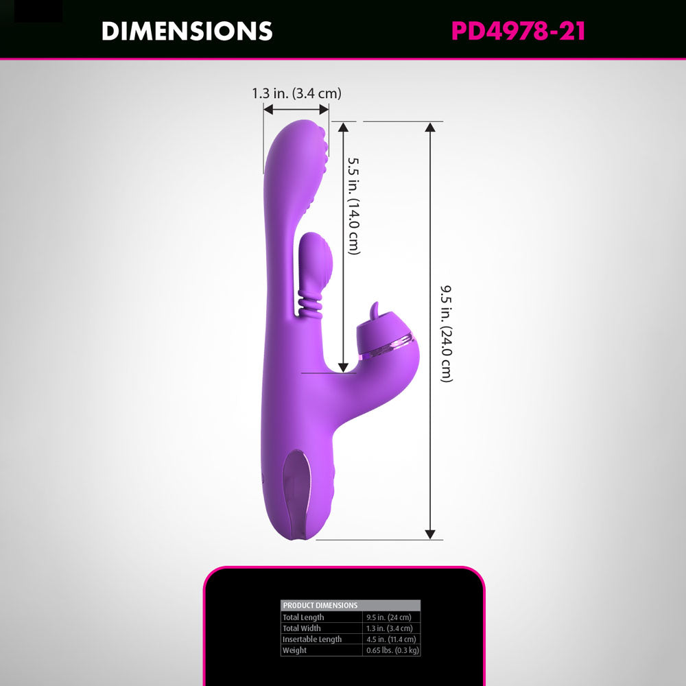 Fantasy For Her IntiMotion Pulse Pro - Purple 24 cm USB Rechargeable Swirling & Flicking Rabbit Vibrator - PD4978-12