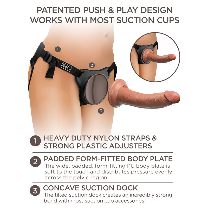King Cock Elite Comfy Silicone Body Dock Kit - Body Dock Strap-On Harness with Tan 17.8 cm Dong - PD5783-22