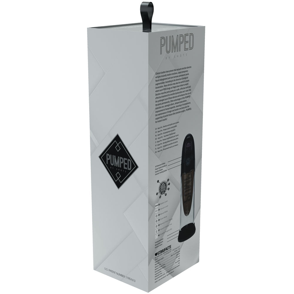 PUMPED Aqua-Pro Auto Pump - Black - Black/Clear USB Rechargeable AI-Enabled Submersible Auto Penis Pump - PMP053BLK